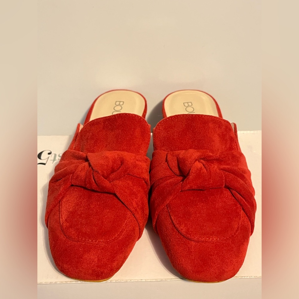 Corkys Red Knotted Suede Mules